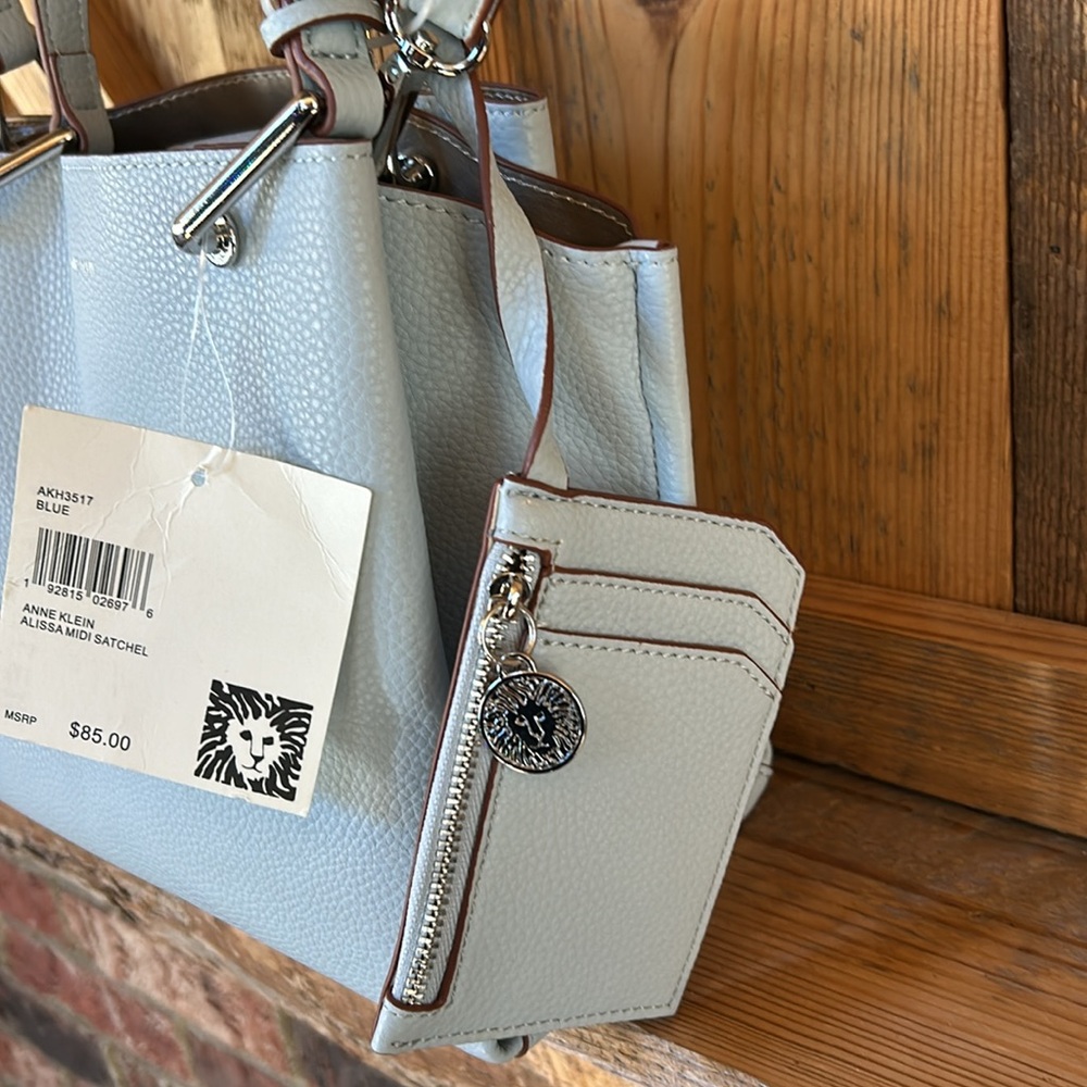 Blue Anne Klein Midi Satchel, crossbody or hand carry purse NWT - Picture 4 of 13